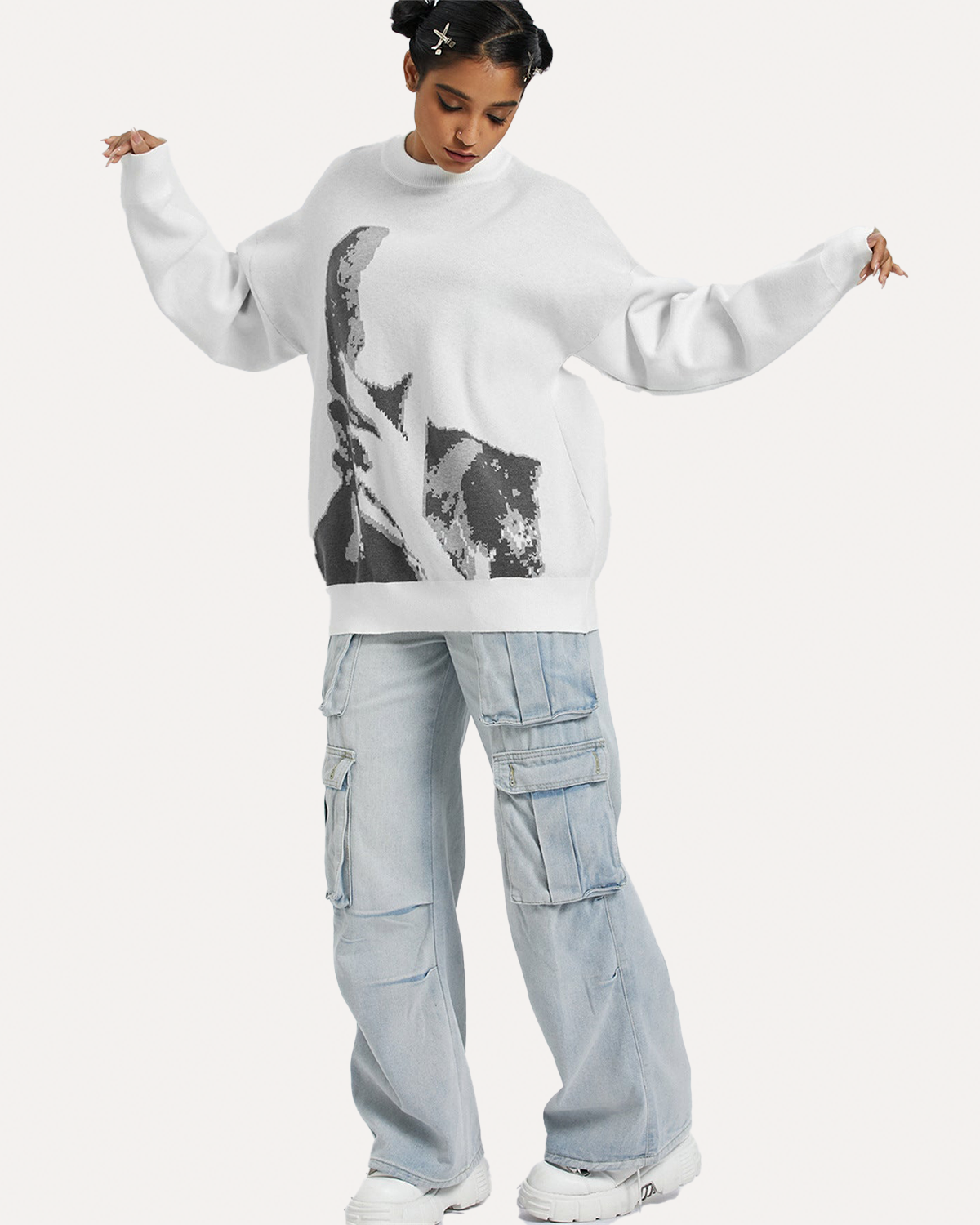 HIDDEN FACE KNIT SWEATER